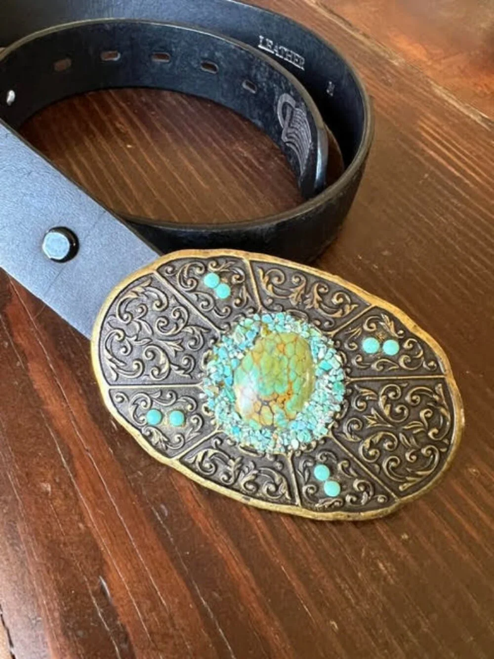 Turquoise and Leather Belt - Stagecoach Western Couture!!